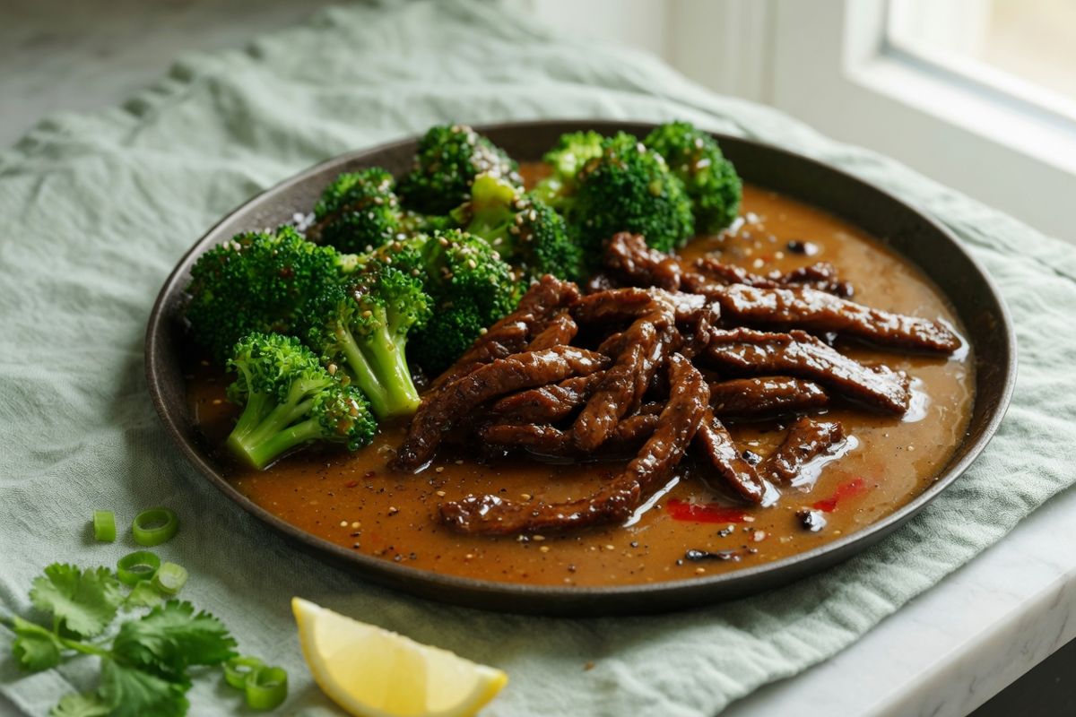 Honey-Pepper Beef Strips with Broccoli